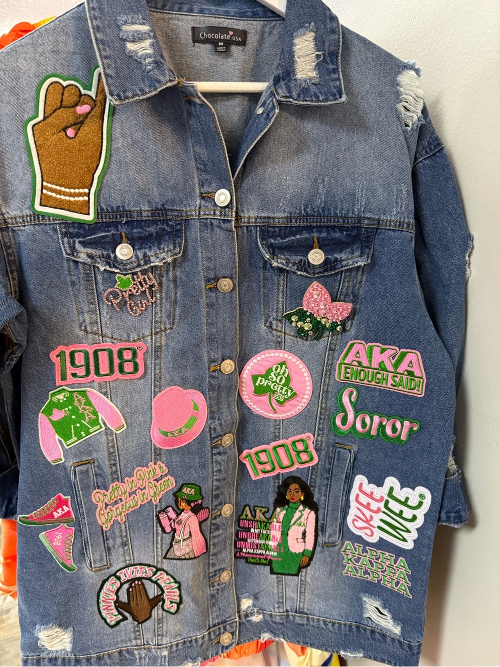 NEW Distressed Blue Denim Jacket - Casual Oversized